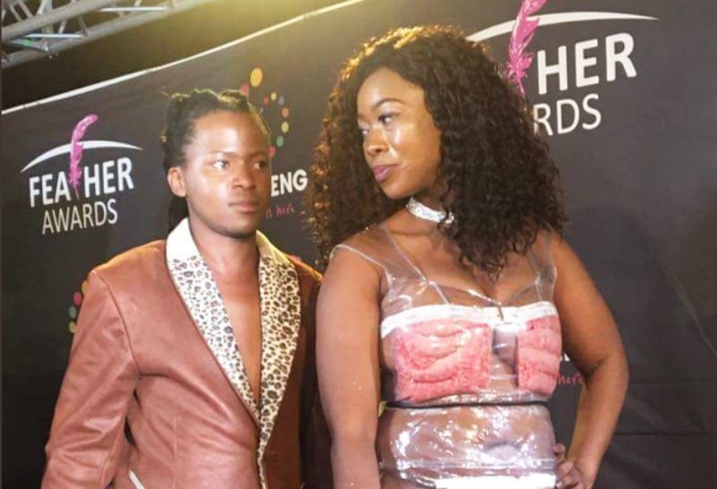  South African socialite wears see-through sausage dress on the red carpet